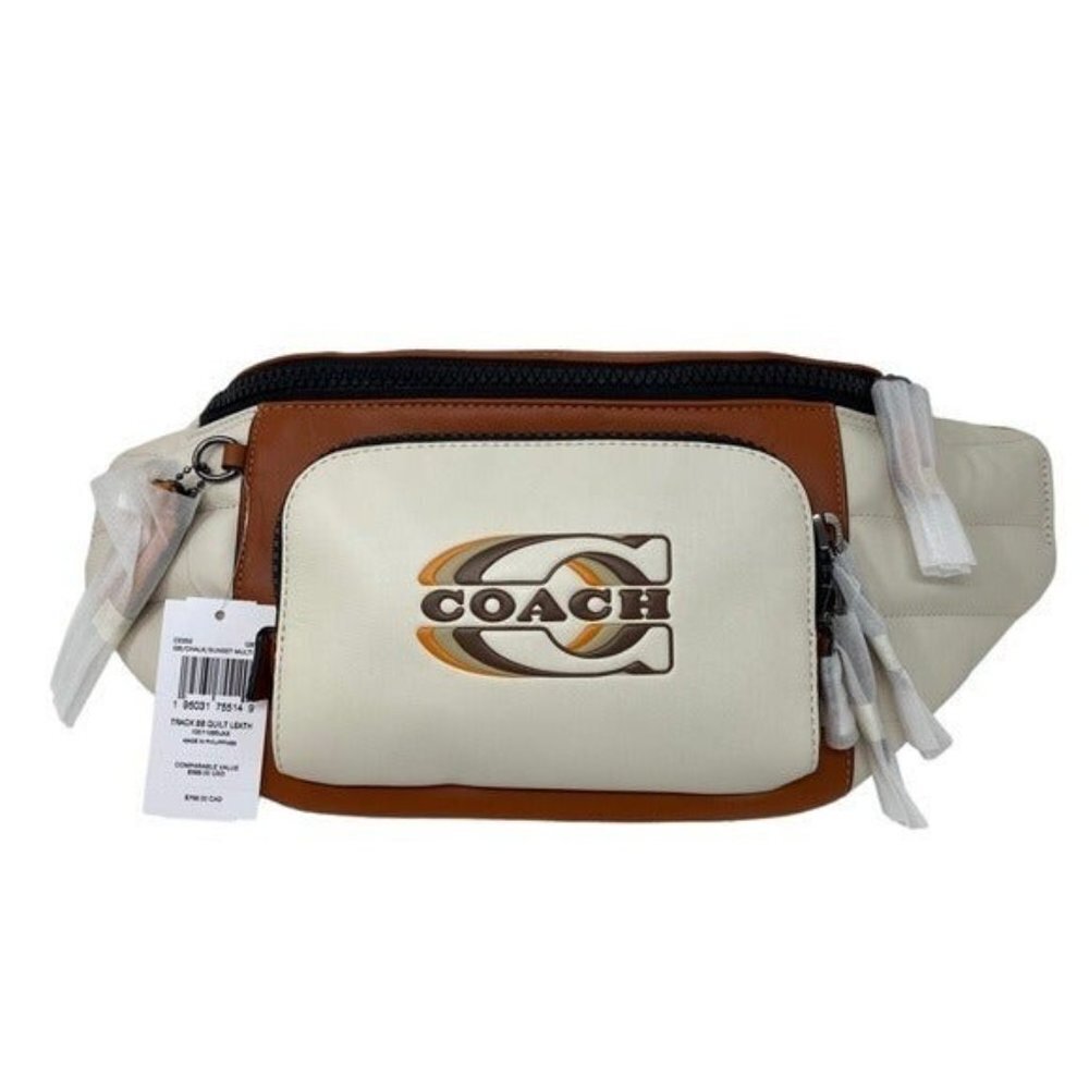 Men's Belt Authentic COACH New York Track Belt Cross Body Bag in Quilted Leather - Picture 1 of 10